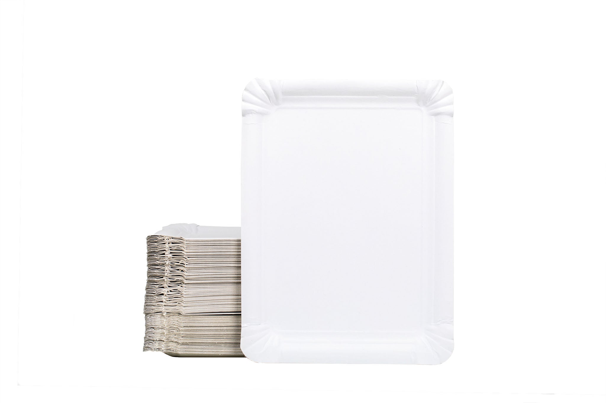 Pappteller 34 1/4, rechteckig, unbeschichtet, weiß, ca. 12 mm tief, 210 x 290 mm